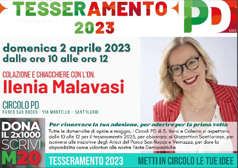 TESSERAMENTO 2023: colazione e chiacchiere con On. Ilenia Malvasi